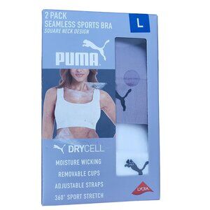 PUMA Lg 2 Pack Seamless Athletic Sports Bra Set Adjustable Drycell Activewear